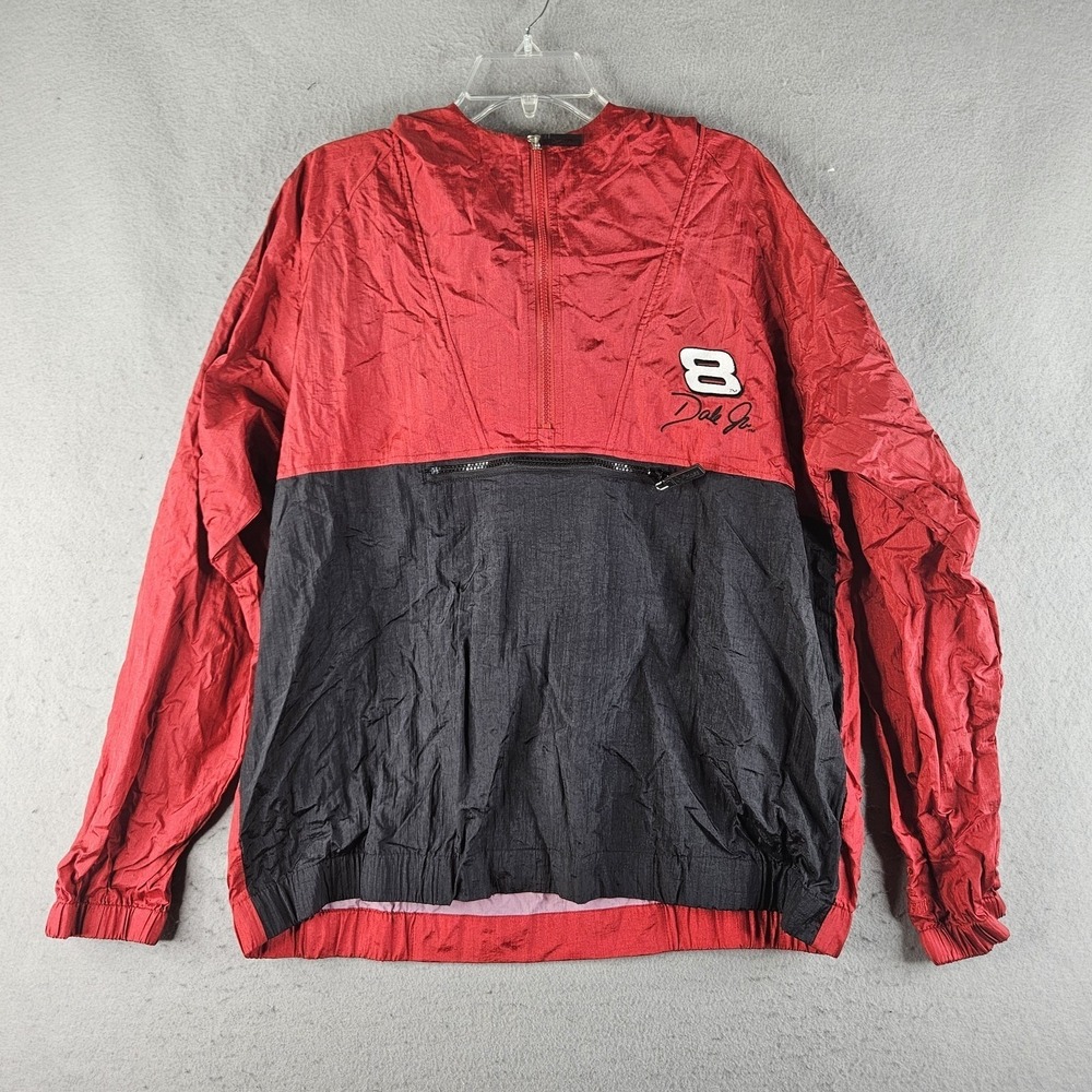 Dale Earnhardt Jr Jacket Mens XL Red Black NASCAR Racing Chase Quarter Zip 8